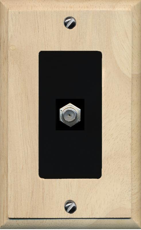 RiteAV 1 Port Coax Cable TV F-Type Wall Plate - 1 Gang [Wood/Black]
