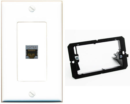 RiteAV 1 Port Cat6A Wall Plate - 1 Gang w-Bracket [White/White]