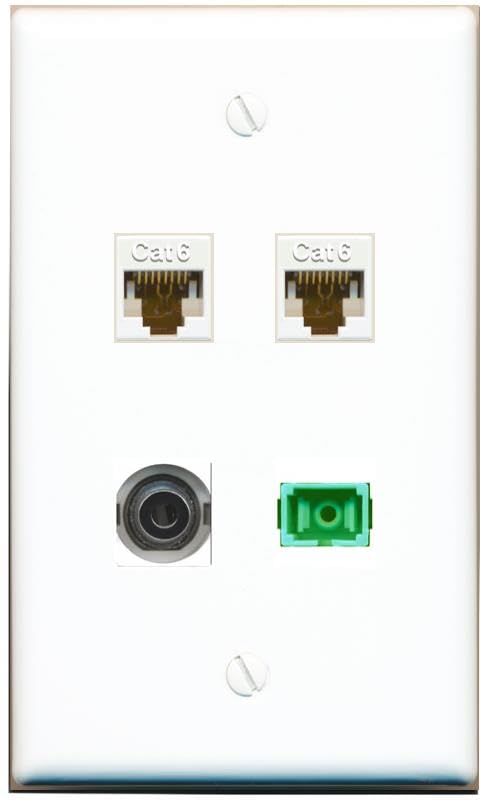 RiteAV - 3-5MM 2 CAT6 SC-APC Singlemode Simplex Wall Plate Flat White
