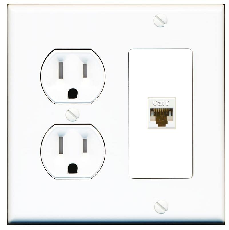 RiteAV 1 Port Cat6 Ethernet Wall Plate Female-Female - Tamper Res Round [White/White]