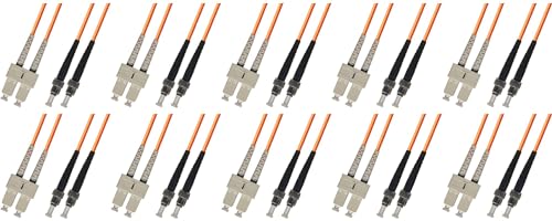 Ultra Spec Cables 15M Multimode Duplex Fiber Optic Cable (50/125) - SC to ST (10 Pack)