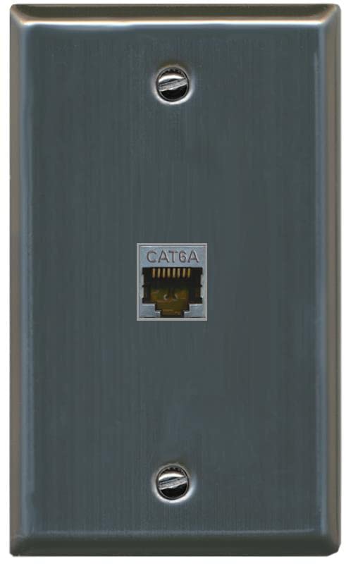 RiteAV 1 Port Cat6A Wall Plate - Flat [Stainless Steel]
