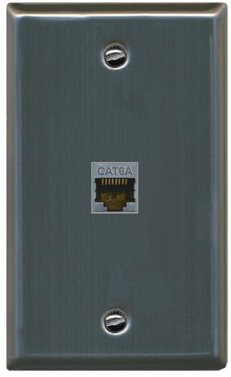 RiteAV 1 Port Cat6A Wall Plate - Flat [Stainless Steel]
