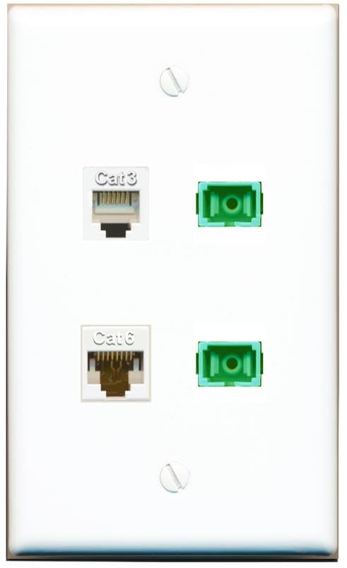 RiteAV - CAT6 PHONE 2 SC-APC Singlemode Simplex Wall Plate Flat White