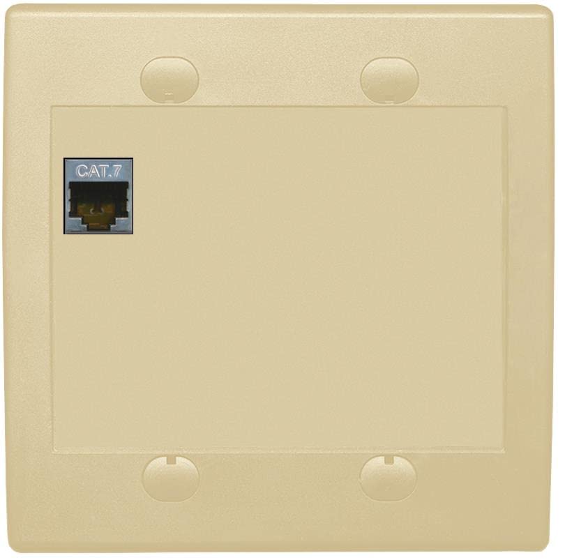 RiteAV 1 Port Cat7 Shielded Ethernet Wall Plate - Flat 2 Gang [Ivory/Ivory]