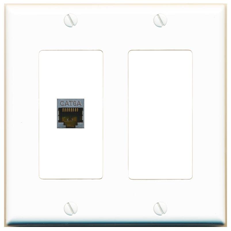 RiteAV 1 Port Cat6A Wall Plate - 2 Gang [White/White]
