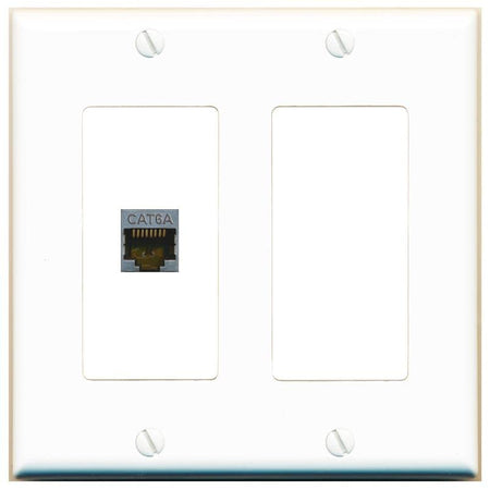 RiteAV 1 Port Cat6A Wall Plate - 2 Gang [White/White]
