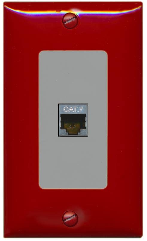 RiteAV 1 Port Cat7 Shielded Ethernet Wall Plate - 1 Gang [Red/Gray]