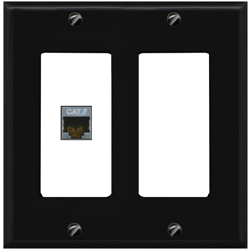 RiteAV 1 Port Cat7 Shielded Ethernet Wall Plate - 2 Gang [Black/White]