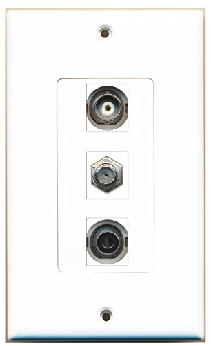 RiteAV 1 Port Coax Cable TV- F-Type 1 Port 3.5mm 1 Port BNC Wall Plate OVERSIZED