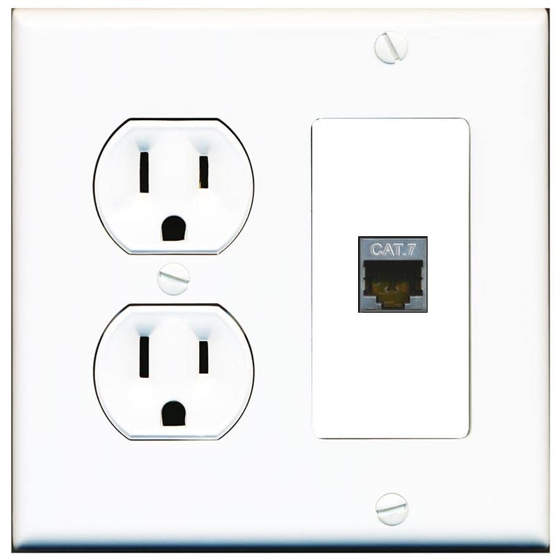 RiteAV 1 Port Cat7 Shielded Ethernet Wall Plate - Round Outlet [White/White]