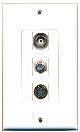 RiteAV 1 Port Coax Cable TV- F-Type 1 Port S-Video 1 Port BNC Wall Plate OVERSIZED