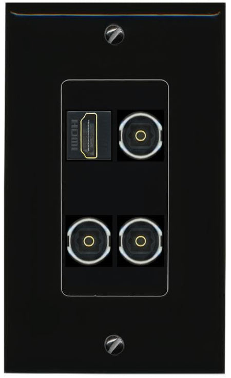 RiteAV HDMI 3 TOSLINK Wall Plate Decorative [Black]