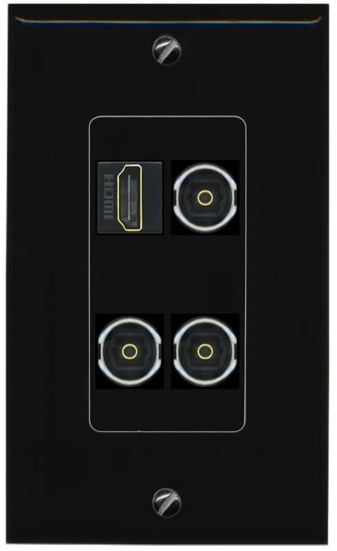 RiteAV HDMI 3 TOSLINK Wall Plate Decorative [Black]