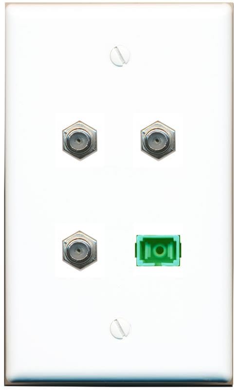 RiteAV - 3 COAX SC-APC Singlemode Simplex Wall Plate Flat White