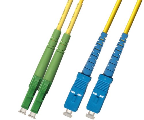 10M Singlemode Duplex Fiber Optic Cable (9/125) - LC/APC to SC/UPC