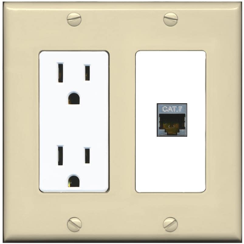 RiteAV 1 Port Cat7 Shielded Ethernet Wall Plate - Outlet [Ivory/White]