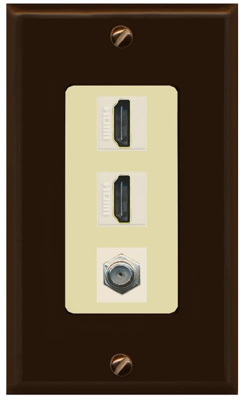 Coax 2 HDMI Wall Plate-1 Gang Brown/Ivory