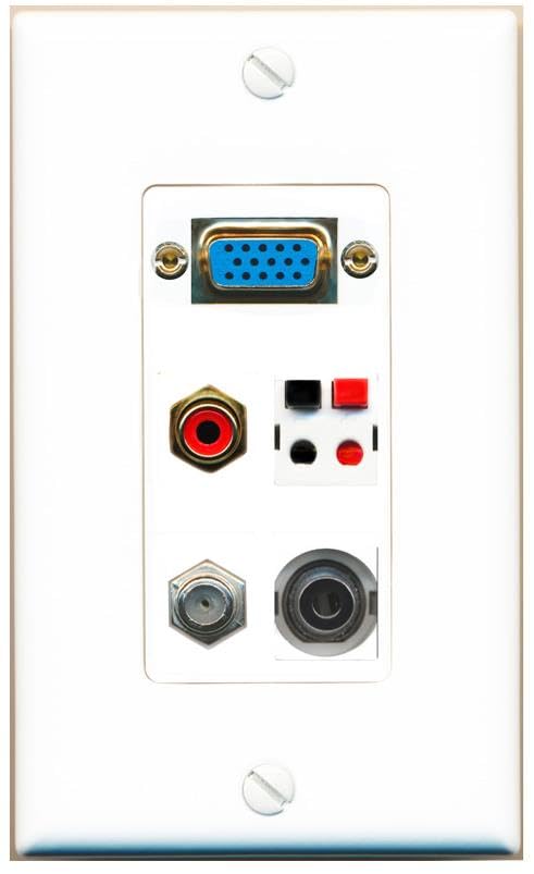 RiteAV SVGA + 3.5mm COAX RCA-RED SPEAKER Wall Plate [White]