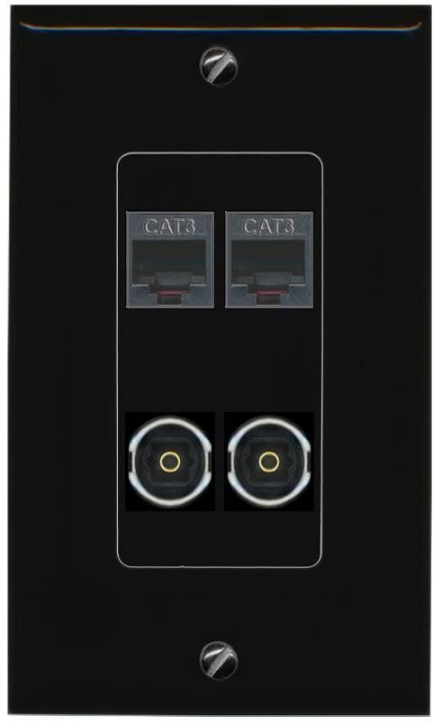 RiteAV 2 PHONE 2 TOSLINK Wall Plate Decorative [Black]