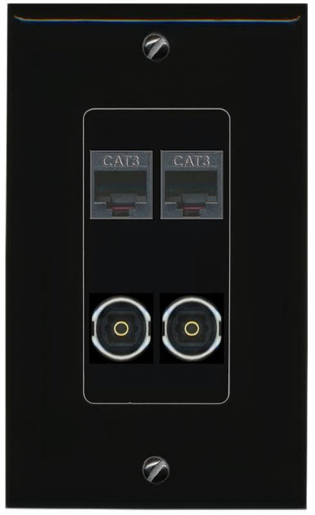 RiteAV 2 PHONE 2 TOSLINK Wall Plate Decorative [Black]