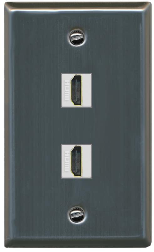 RiteAV HDMI Wall Plate 2 Port - Flat [Stainless Steel]
