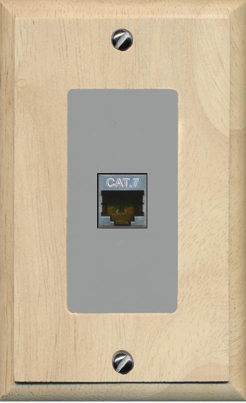 RiteAV 1 Port Cat7 Shielded Ethernet Wall Plate - 1 Gang [Wood/Gray]