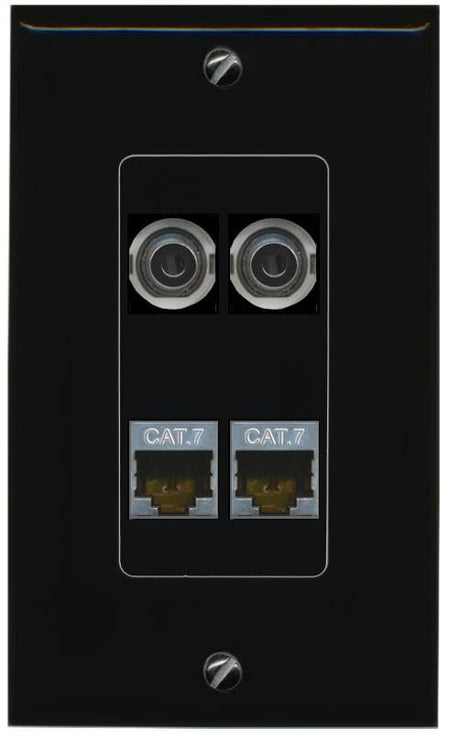 RiteAV 2 3.5mm 2 CAT7 Wall Plate Decorative [Black]