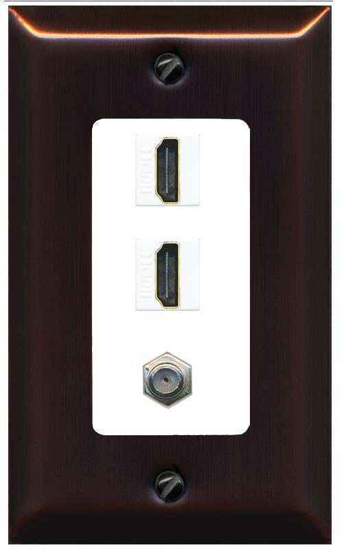 COAX 2 HDMI Wall Plate-1 Gang Bronze/White
