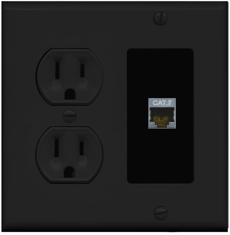 RiteAV 1 Port Cat7 Shielded Ethernet Wall Plate - Round Outlet [Black/Black]