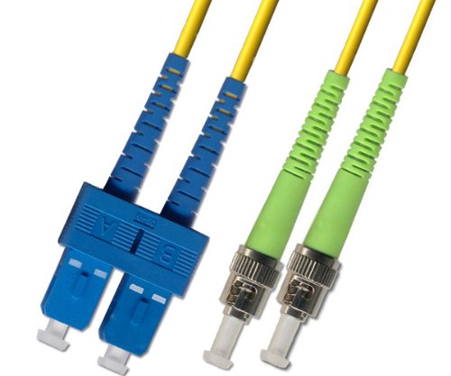15M Singlemode Duplex Fiber Optic Cable (9/125) - SC/UPC to ST/APC