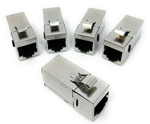 RiteAV - RJ45 Female to Female STP CAT6A 90 Degree Keystone Coupler, Shielded (10GB) - 5 Pack