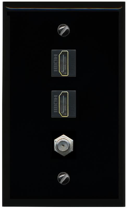 COAX 2 HDMI Wall Plate-Flat Black/Black