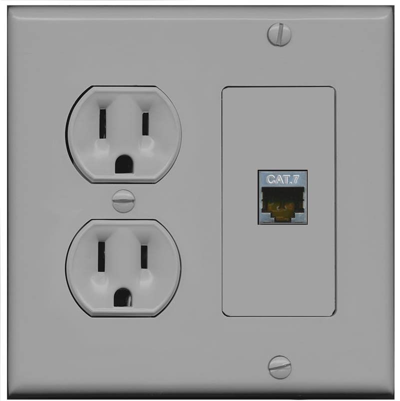 RiteAV 1 Port Cat7 Shielded Ethernet Wall Plate - Round Outlet [Gray/Gray]