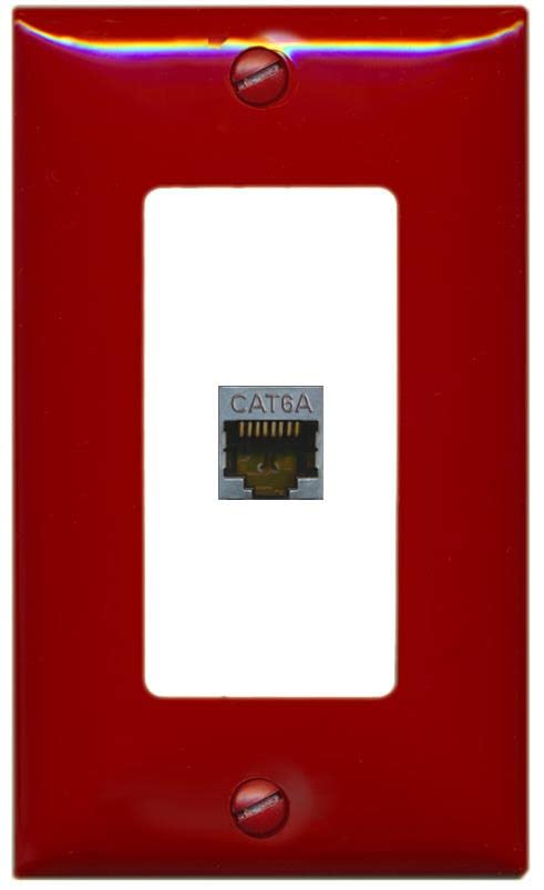 RiteAV 1 Port Cat6A Wall Plate - 1 Gang [Red/White]