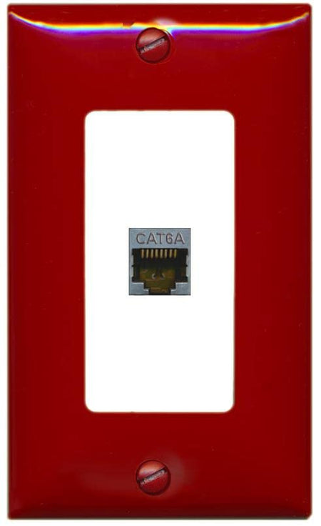 RiteAV 1 Port Cat6A Wall Plate - 1 Gang [Red/White]