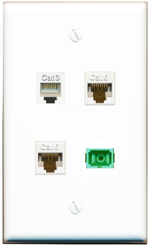 RiteAV - 2 CAT6 PHONE SC-APC Singlemode Simplex Wall Plate Flat White