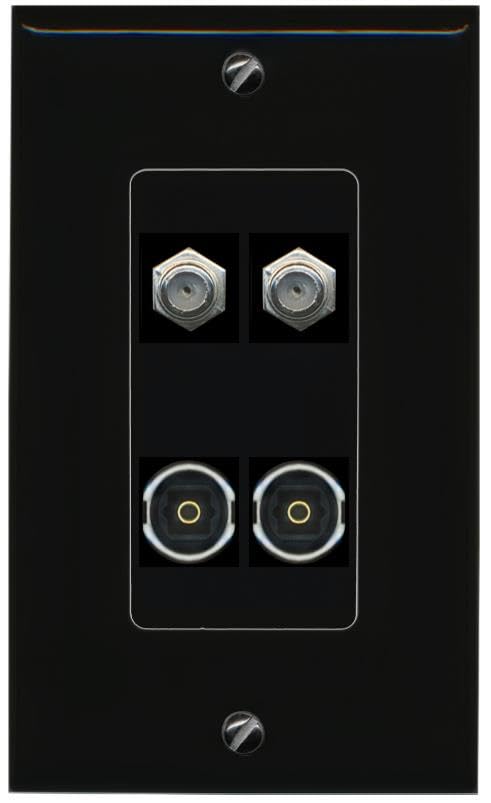 RiteAV 2 COAX 2 TOSLINK Wall Plate Decorative [Black]