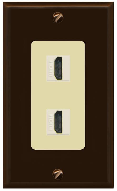 RiteAV HDMI Wall Plate 2 Port - 1 Gang [Brown/Ivory]