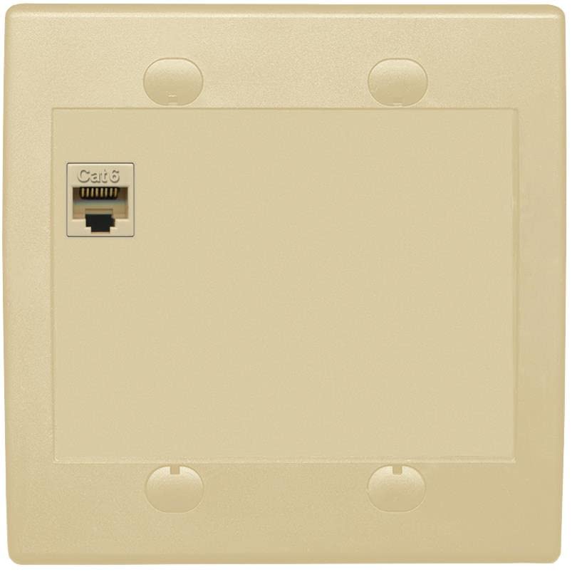 RiteAV 1 Port Cat6 Ethernet Wall Plate Female-Female - Flat 2 Gang [Ivory/Ivory]