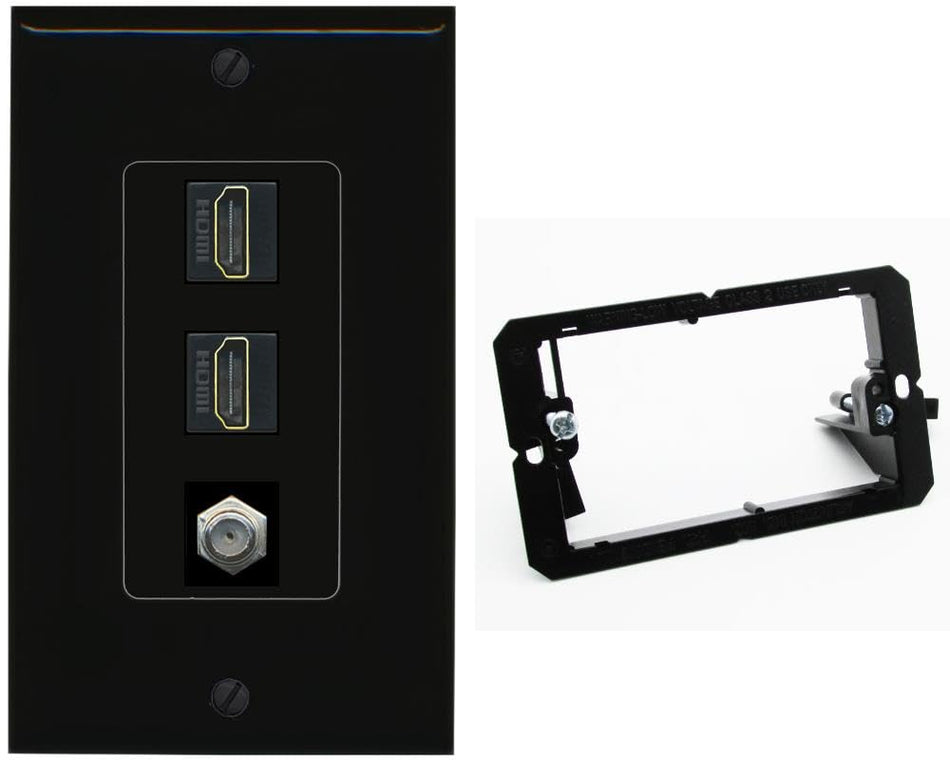 COAX 2 HDMI Wall Plate-Bracket Black/Black