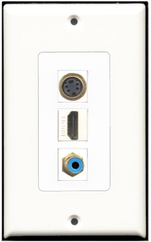 RiteAV 1 Port HDMI 1 RCA Blue 1 S-Video Wall Plate OVERSIZED