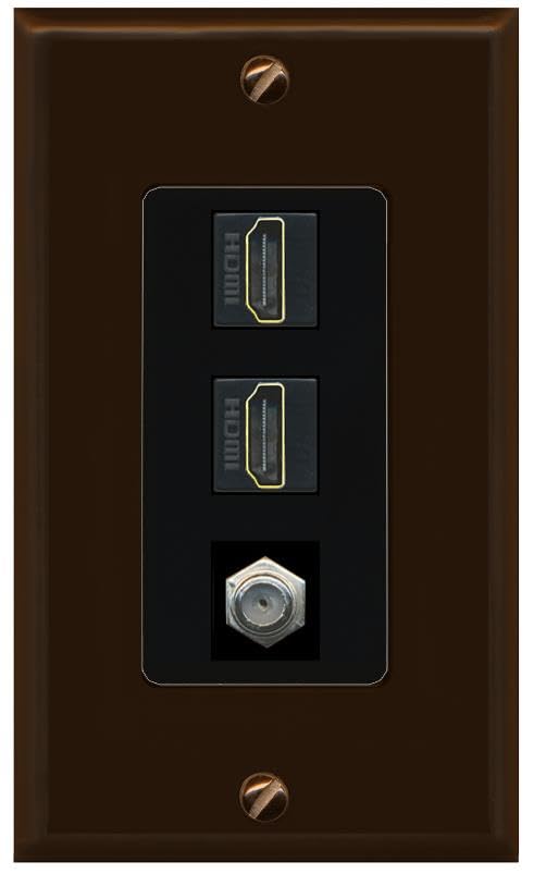Coax 2 HDMI Wall Plate-1 Gang Brown/Black