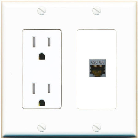 RiteAV 1 Port Cat6A Wall Plate - Tamper-Resistant [White/White]