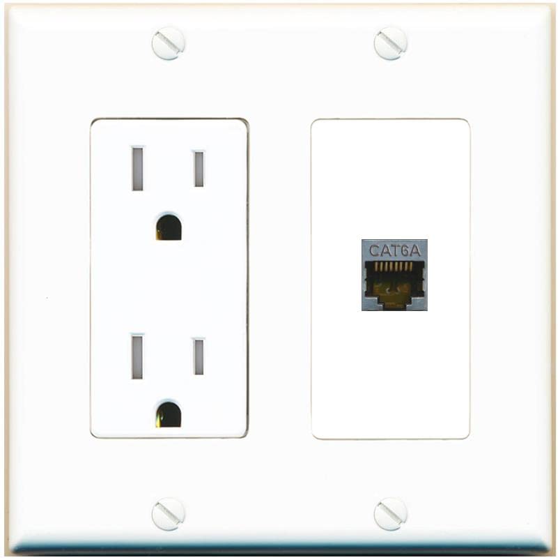 RiteAV 1 Port Cat6A Wall Plate - Tamper-Resistant [White/White]