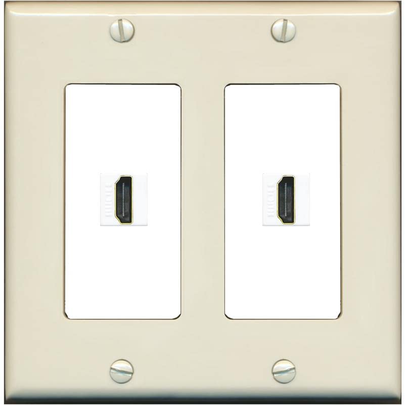 RiteAV HDMI Wall Plate 2 Port - 2 Gang [Light-Almond/White]