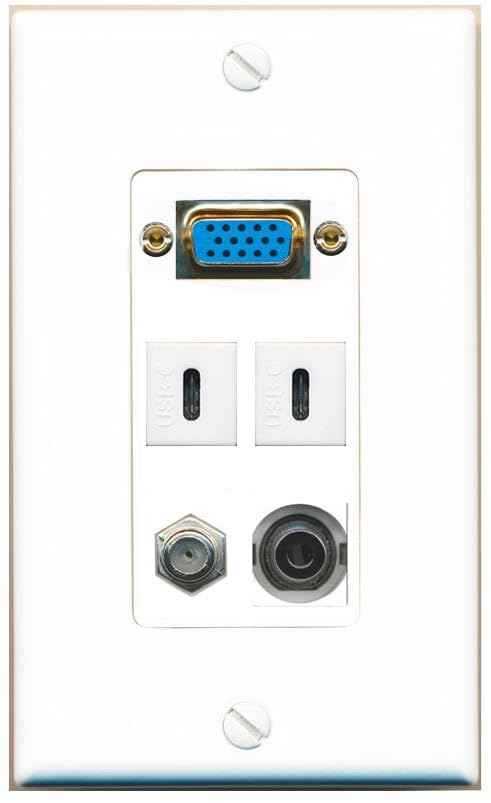 RiteAV SVGA + 3.5mm COAX 2 USBC Wall Plate [White]