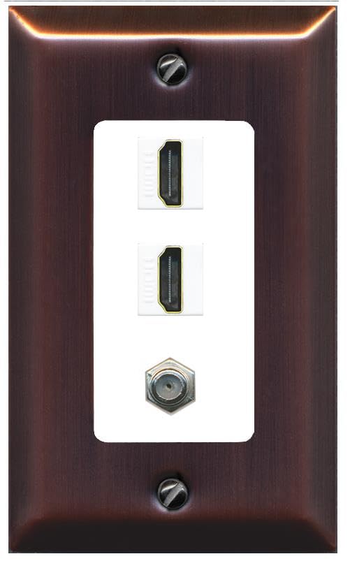 COAX 2 HDMI Wall Plate-1 Gang Brushed-Copper/White
