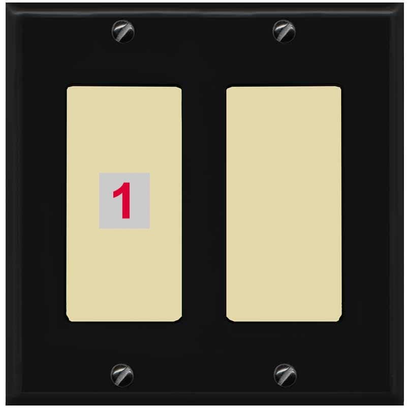 RiteAV Custom Wall Plate 1 Port - 2 Gang [Black/Ivory]
