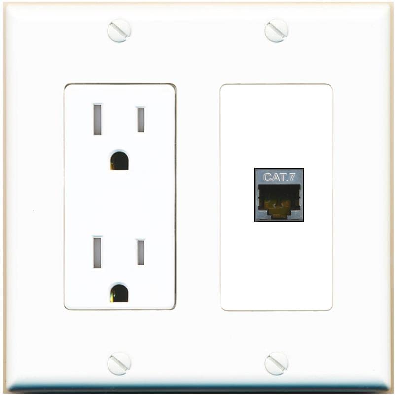 RiteAV 1 Port Cat7 Shielded Ethernet Wall Plate - Tamper-Resistant [White/White]